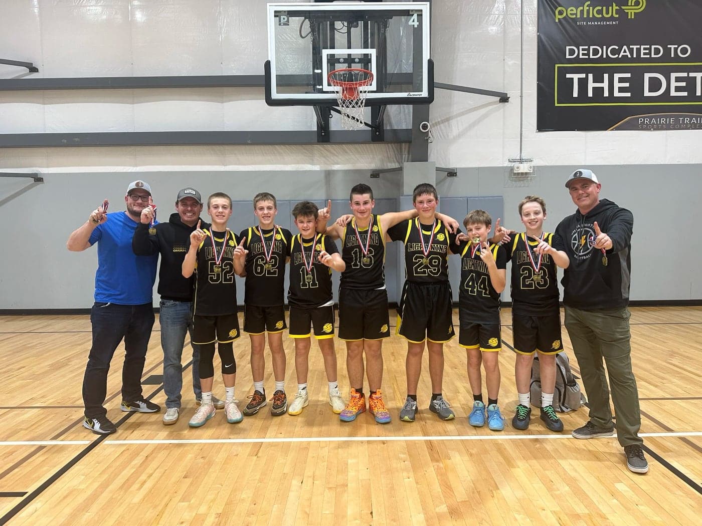 A Lightning team with their medals